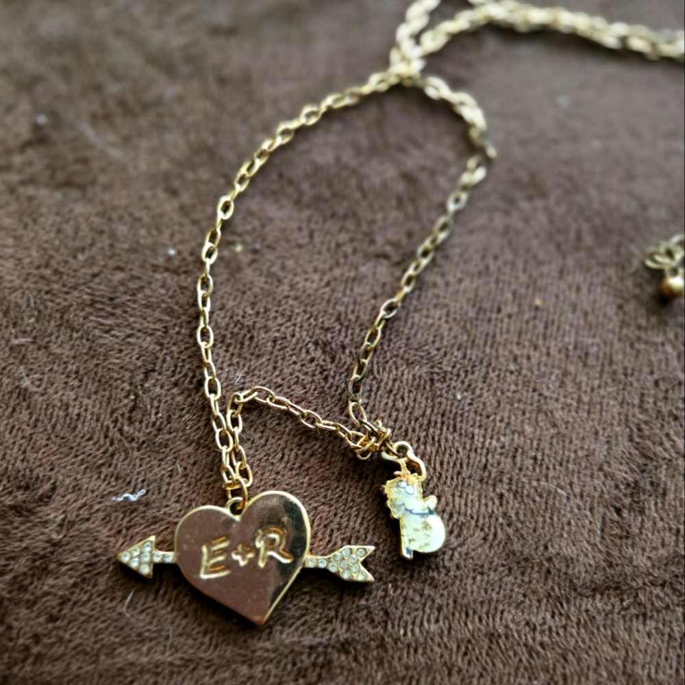 Princess And The Frog Gold Heart Necklace with Arrow Charm